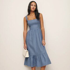 Reformation Summer Linen Bucatini Cornflower Dress - Size 4 NWT